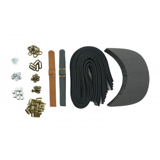 Black + Brown Leather and Brass Clasp Buckle Cap Making Kit Black + Brown Leather and Brass Clasp Buckle Cap Making Kit