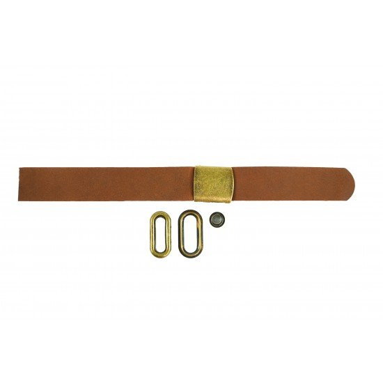 Brown Leather + Brass Buckle Set (5 Set)
