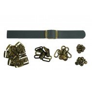 Black Leather + Brass Clasp Buckle Set (10 Set) Black Leather + Brass Clasp Buckle Set (10 Set)