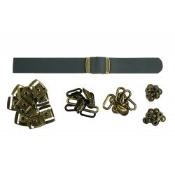 Black Leather + Brass Clasp Buckle Set (10 Set) Black Leather + Brass Clasp Buckle Set (10 Set)