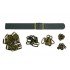 Black Leather + Brass Clasp Buckle Set (10 Set)