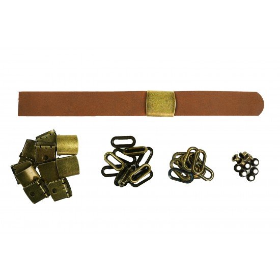 Brown Leather + Brass Buckle Set (10 Set)