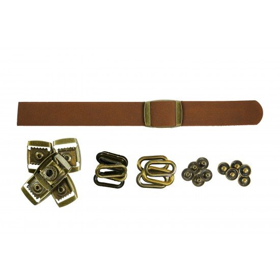 Brown Leather + Brass Clasp Buckle Set (5 Set) Brown Leather + Brass Clasp Buckle Set (5 Set)