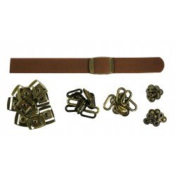 Brown Leather + Brass Clasp Buckle Set (10 Set)