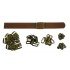 Brown Leather + Brass Clasp Buckle Set (10 Set)